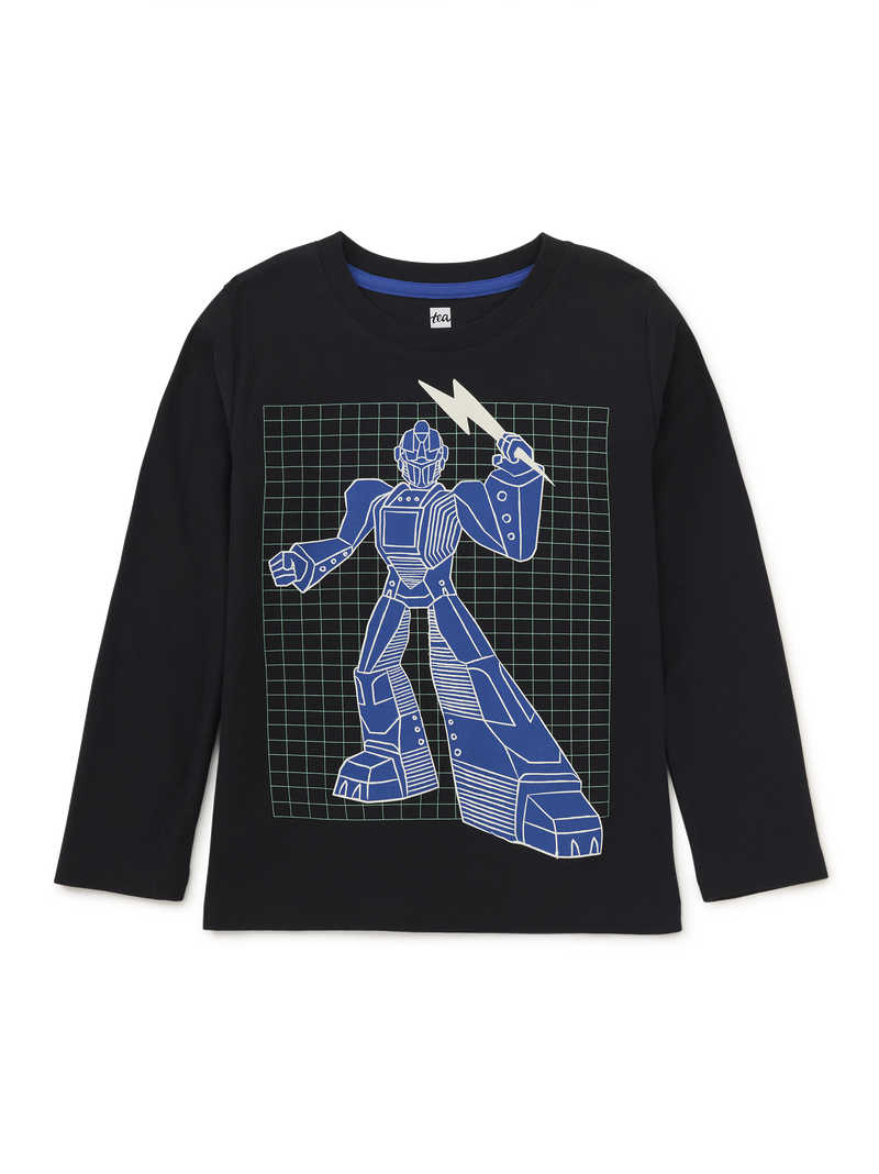 Glow Robot Layered Sleeve Tee in Jet Black - View 1