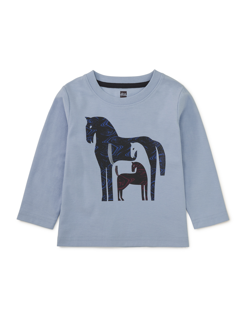 Marbled Horses Graphic Tee in Scenic Blue - View 2