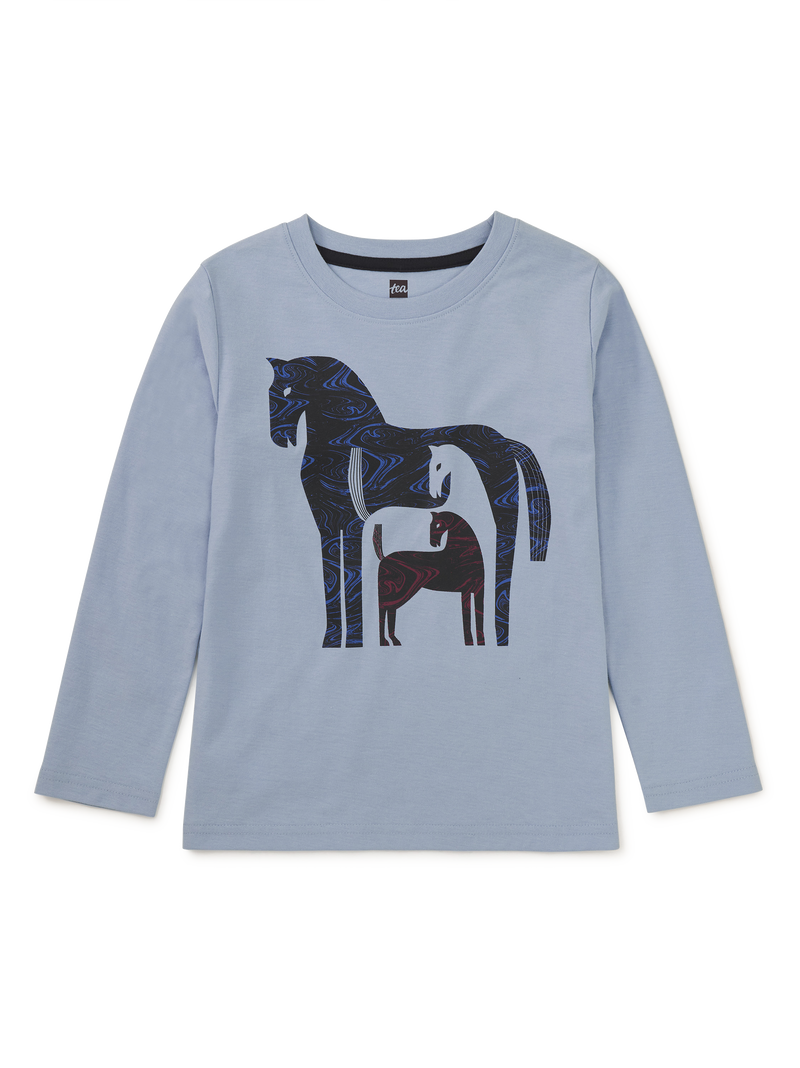 Marbled Horses Graphic Tee in Scenic Blue - View 1