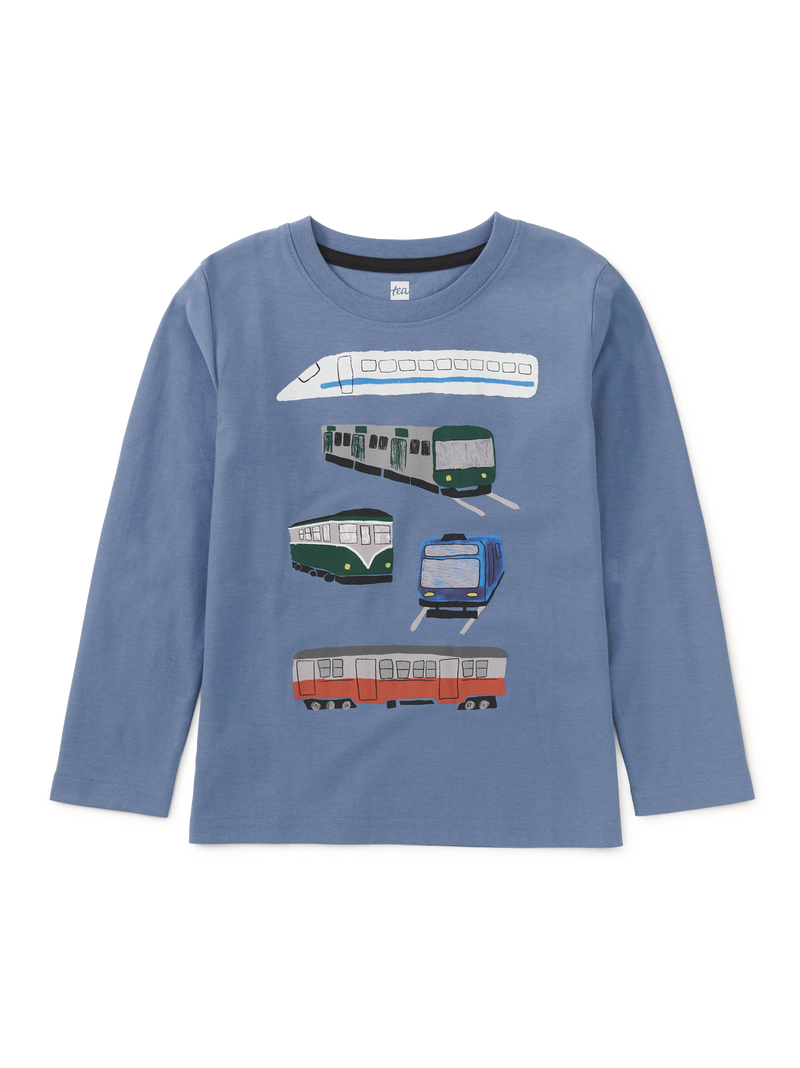 Trains Trains Trains Graphic T in Coronet Blue - View 2