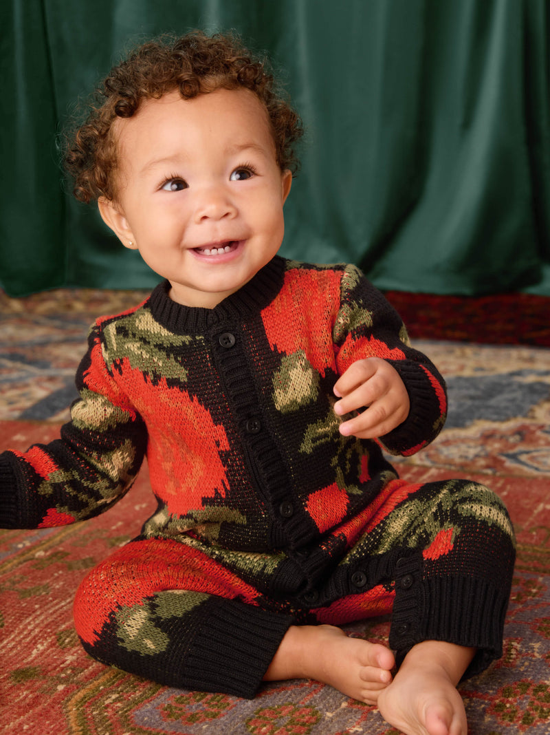 Cozy Rose Baby Romper in Turkish Rose - View 2