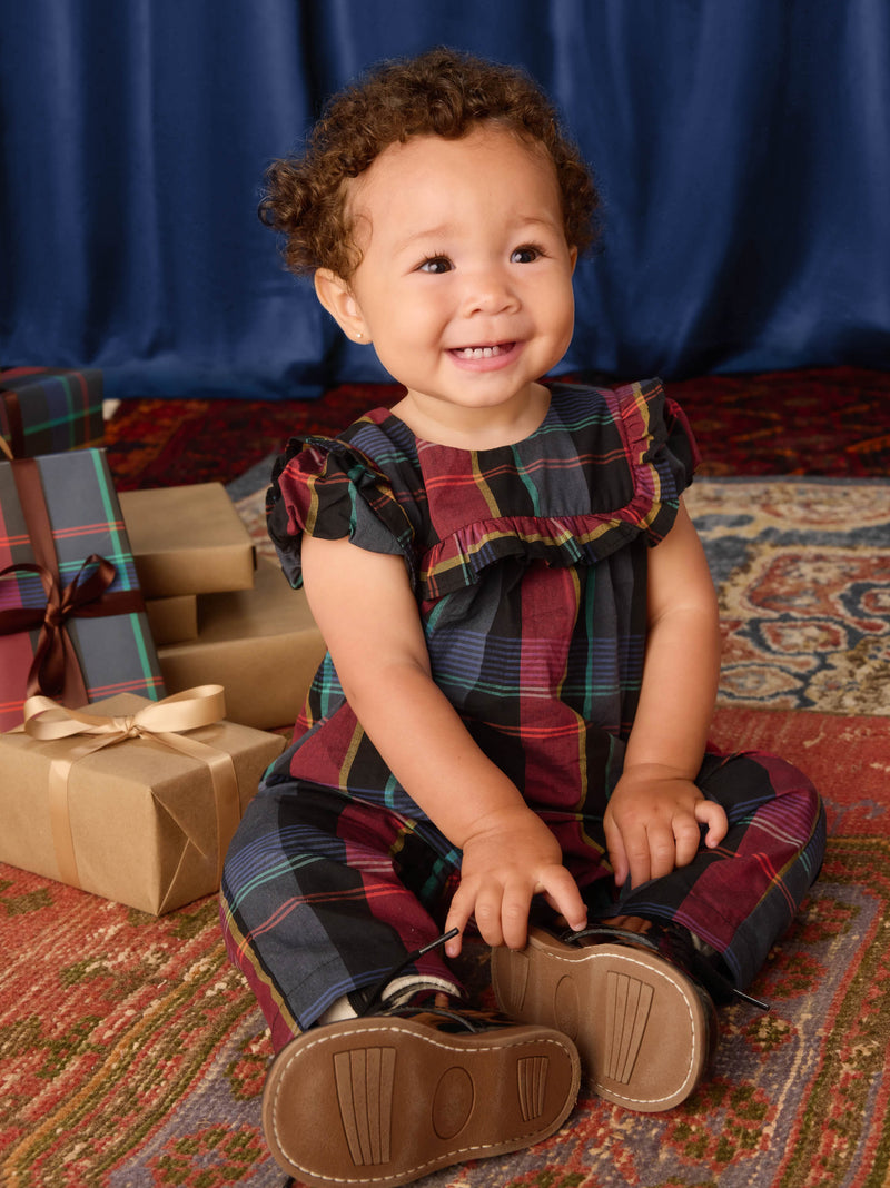 Plaid Ruffle Baby Romper in Family Plaid - View 2