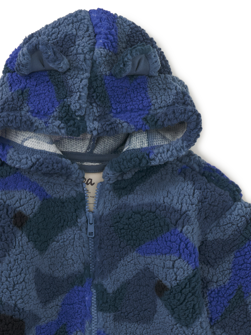 Teddy Fleece Bear Ears Hoodie in El Calafate Glaciar Camo - View 2