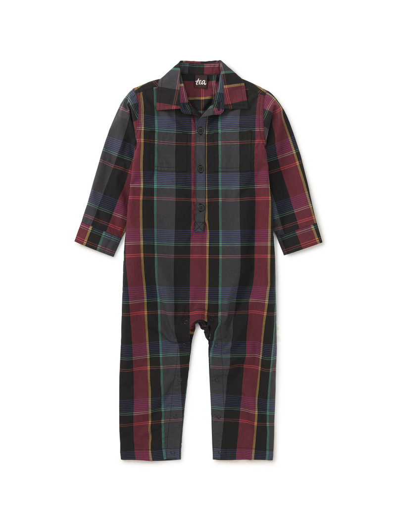 Plaid Buttoned Baby Romper in Family Plaid - View 1