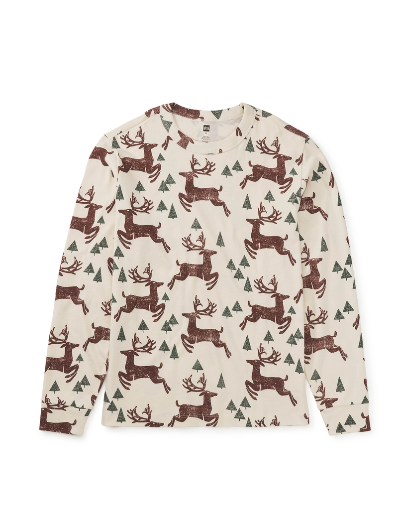 Adult Pajama Top in Family Deer - View 1