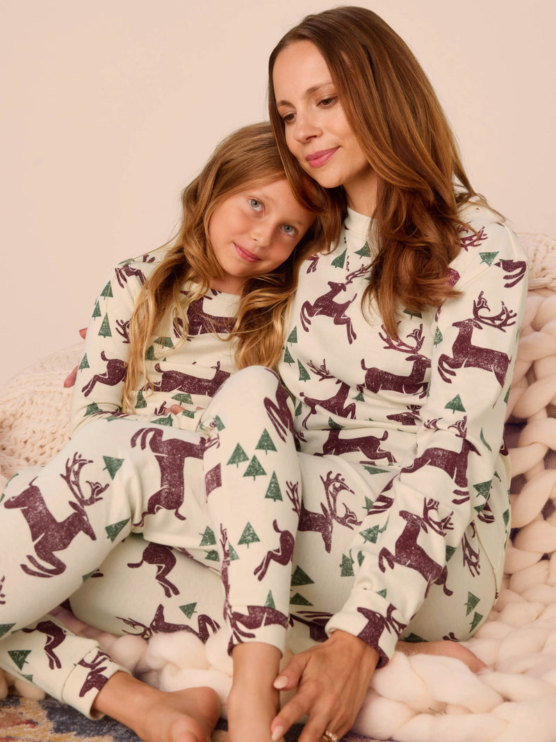 Adult Pajama Top in Family Deer - View 2