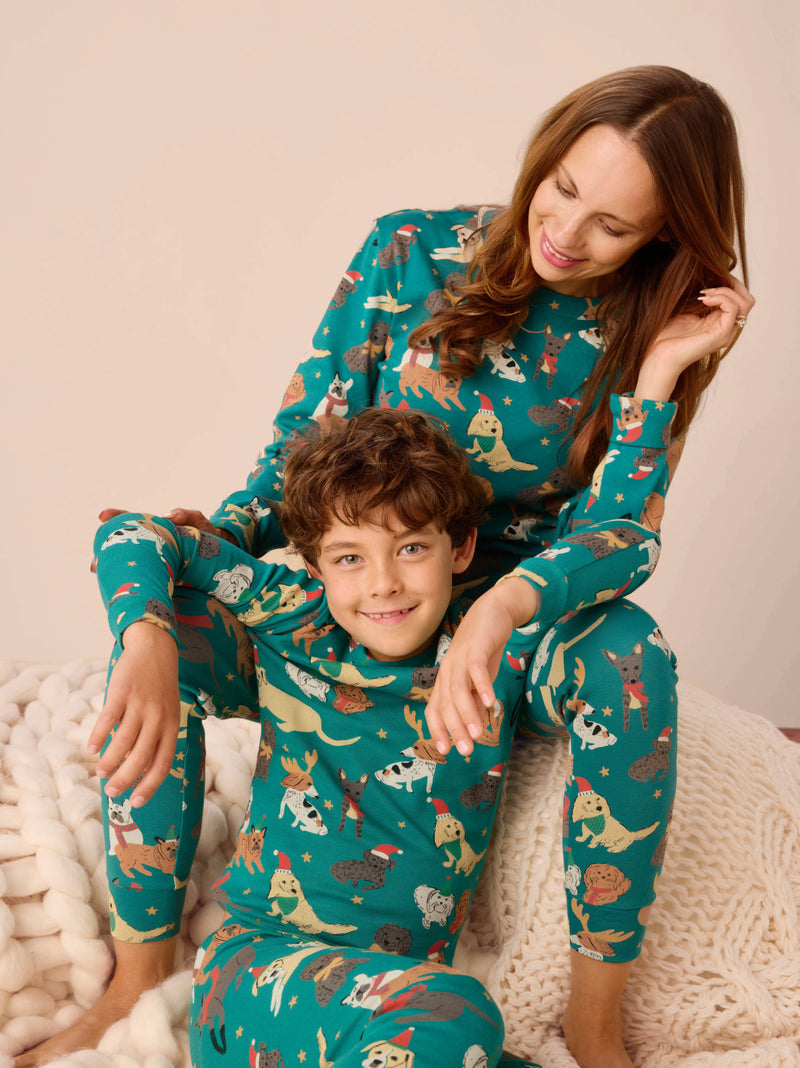 Adult Pajama Bottoms in Holiday Dogs - View 2