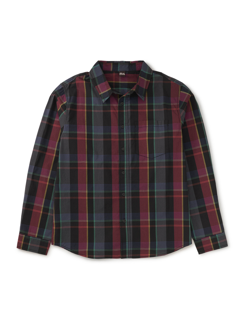 Adult Long Sleeve Button Up in Family Plaid - View 1