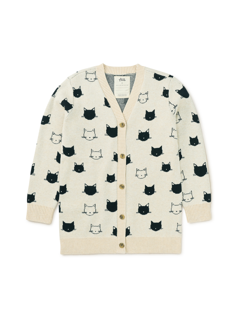 Long Iconic Cat Cardigan in Turkish Cats - View 1