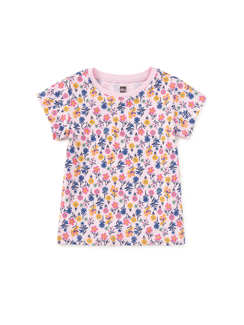 Printed Short Sleeve Top in Wildflowers - View 2
