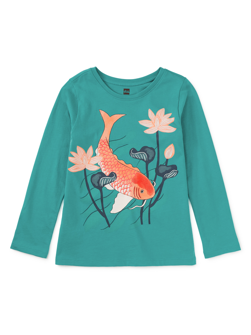 Carp And Lotus Graphic Tee in Glaze Blue - View 1