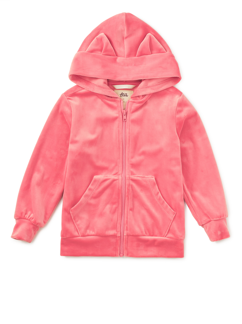 Cat Ears Velour Hoodie in Mauveglow - View 1