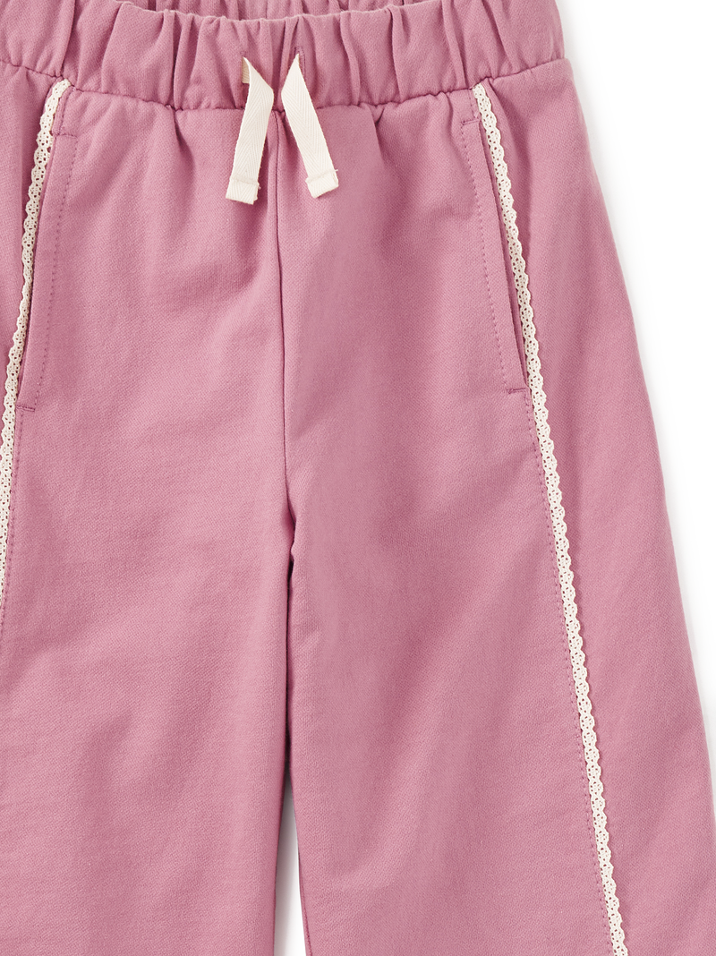Lace Trim Track Pants in Hydrangea - View 2