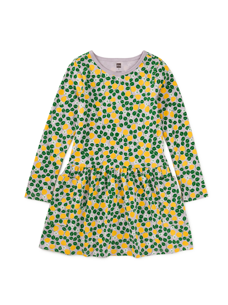 Long Sleeve Pocket Dress in Asian Pear And Blossoms - View 1