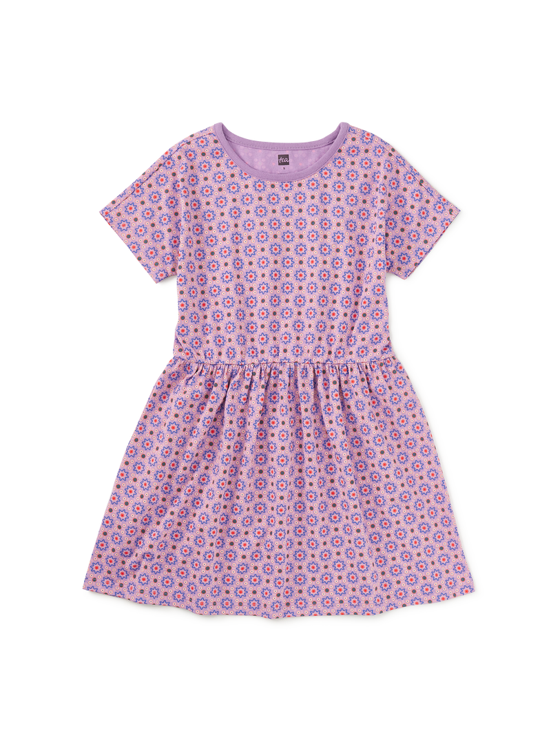 Short Sleeve Twirl Dress in Korean Tiles - View 1