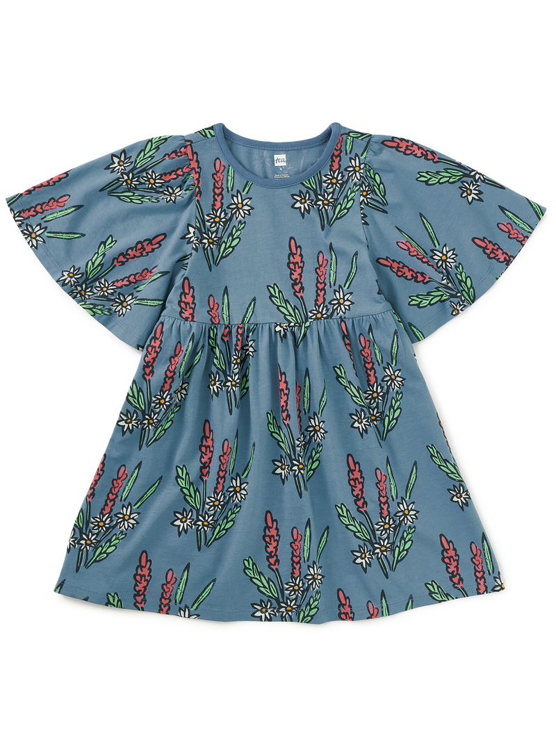 Butterfly Sleeve Dress in Block Print Floral - View 1