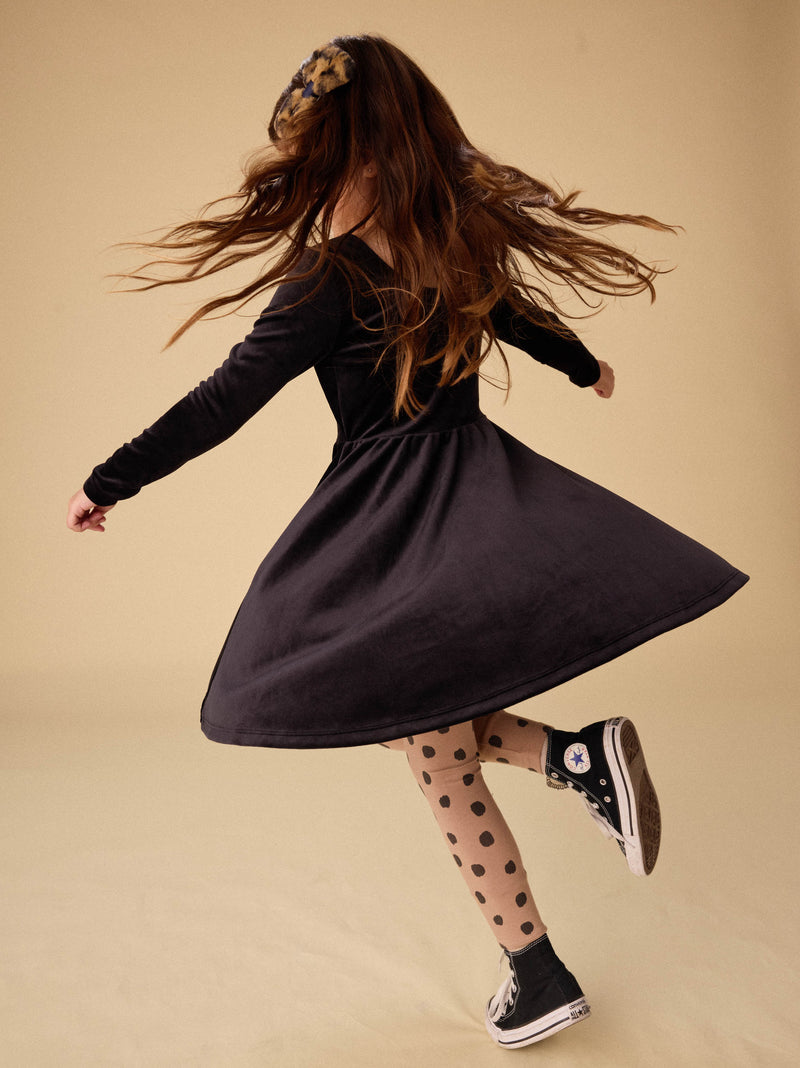 Velour Ballet Dress in Jet Black - View 2