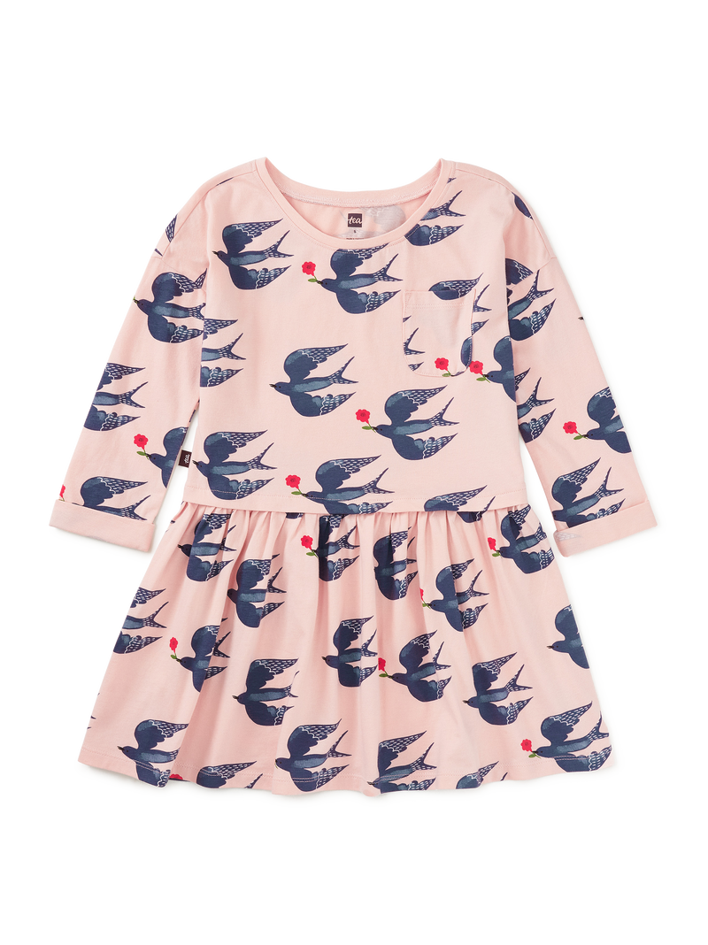 Printed Pocket Play Dress in Magpies And Flowers - View 1