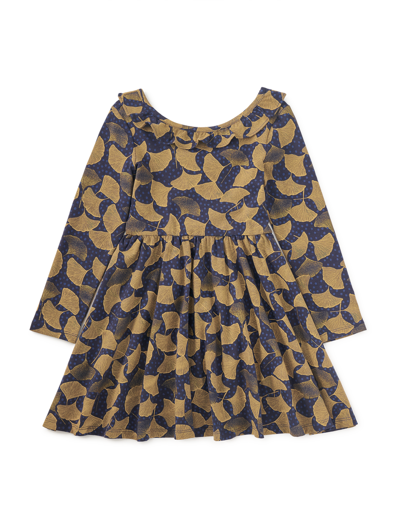 Ruffle Collar Ballet Dress in Gingko Leaf And Dot - View 1