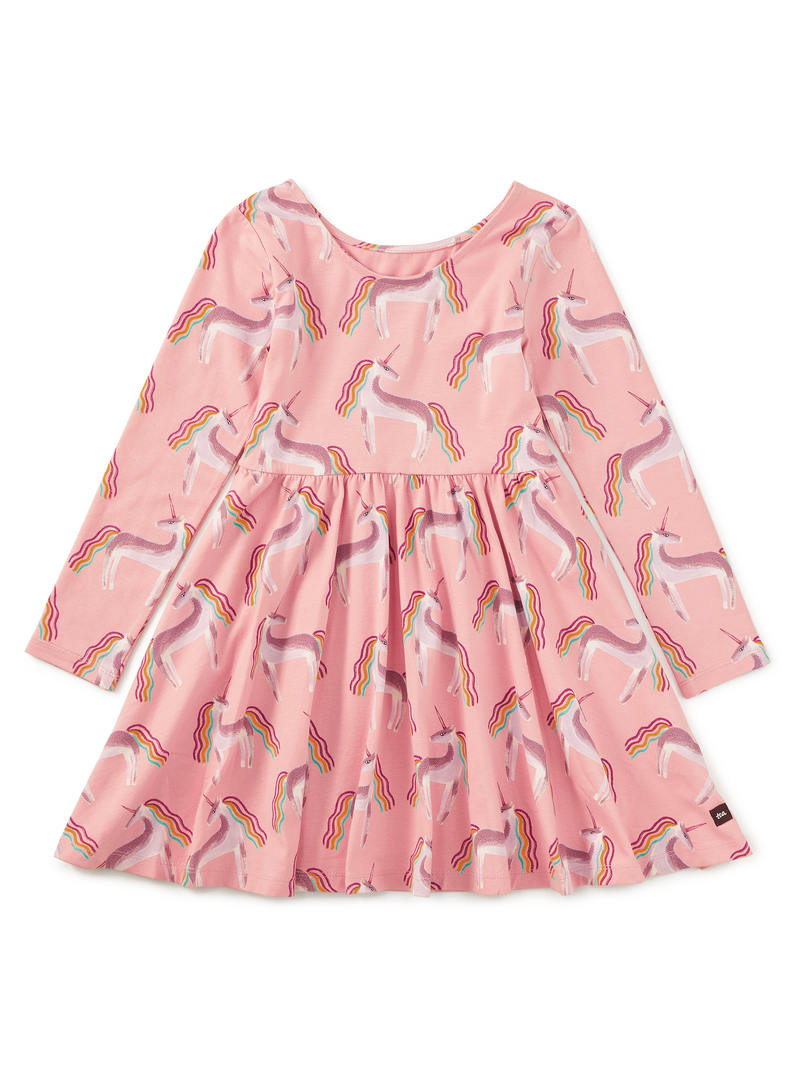 Printed Ballet Dress in Rainbow Unicorn - View 2