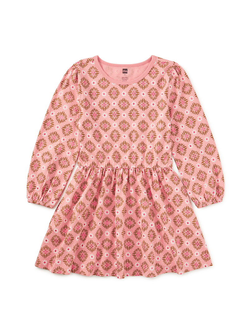 Blouson Sleeve Pocket Dress in Metallic Chrysanthemum - View 1