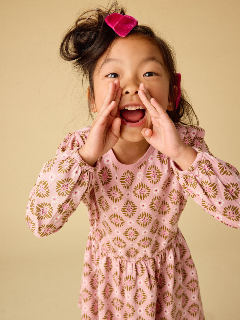 Blouson Sleeve Pocket Dress in Metallic Chrysanthemum - View 2