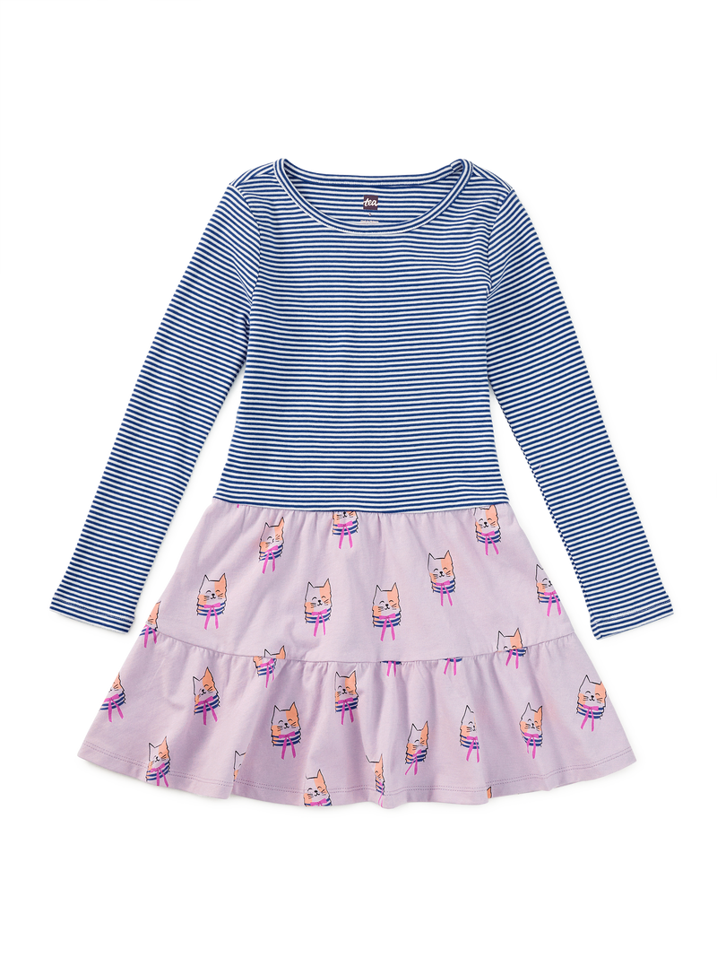 Tiered Skirted Twirl Dress in Bow Tie Cats - View 1