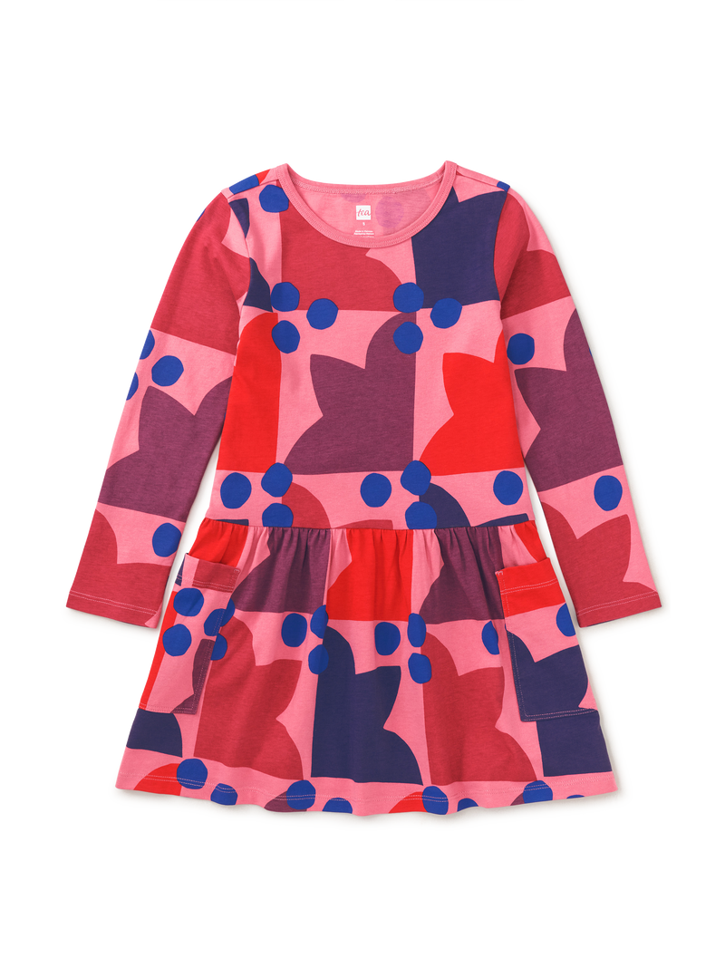 Long Sleeve Pocket Dress in Quilt Tulip - View 1