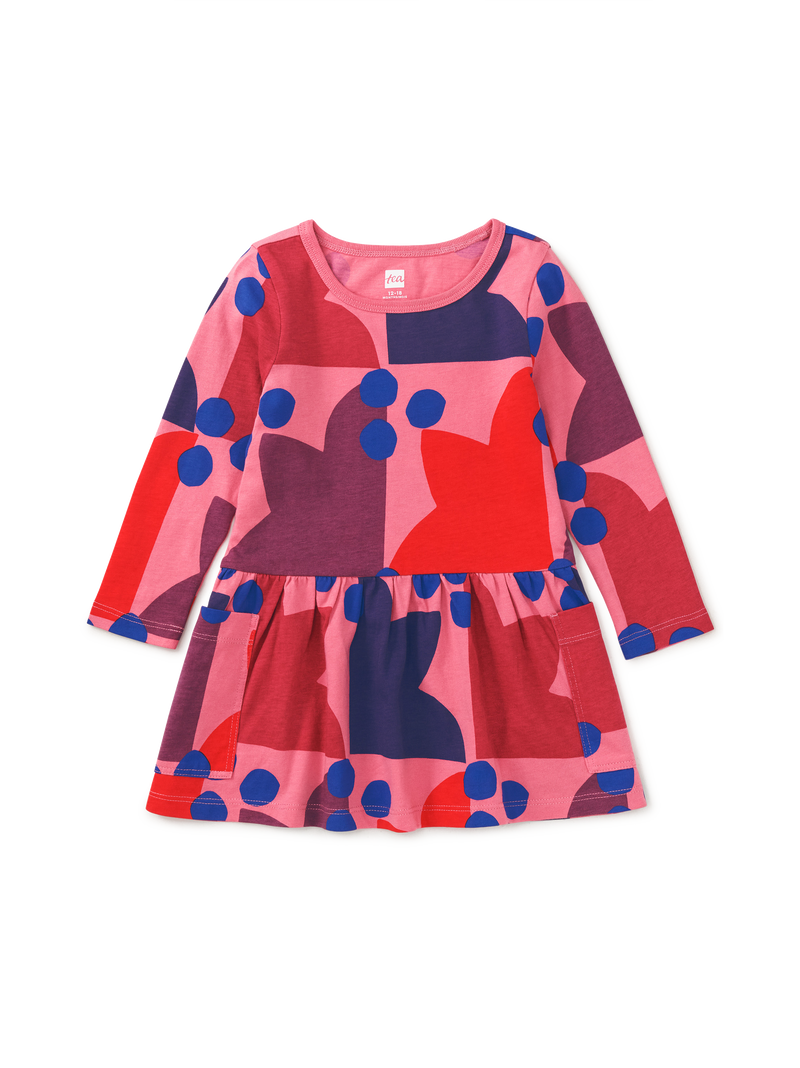 Long Sleeve Pocket Dress in Quilt Tulip - View 2