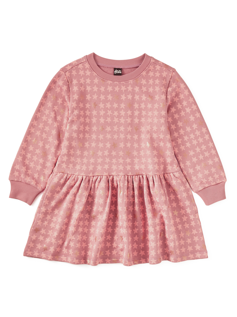 New French Terry Dress in Metallic Stars - View 1