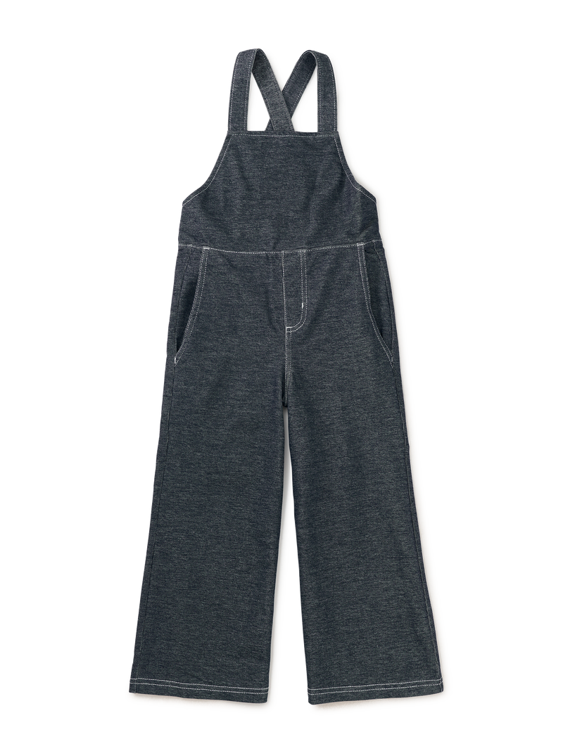 Wide Leg Denim-Like Overalls in Indigo - View 1