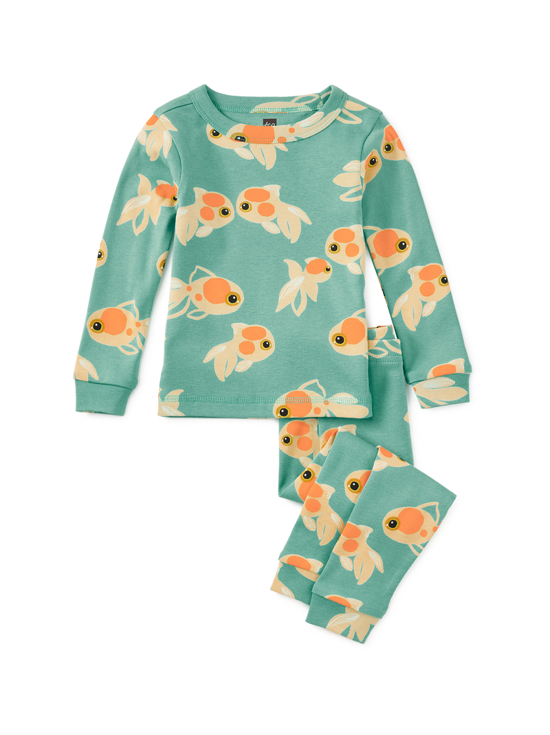 Goodnight Pajama Set in Gold Fish - View 2