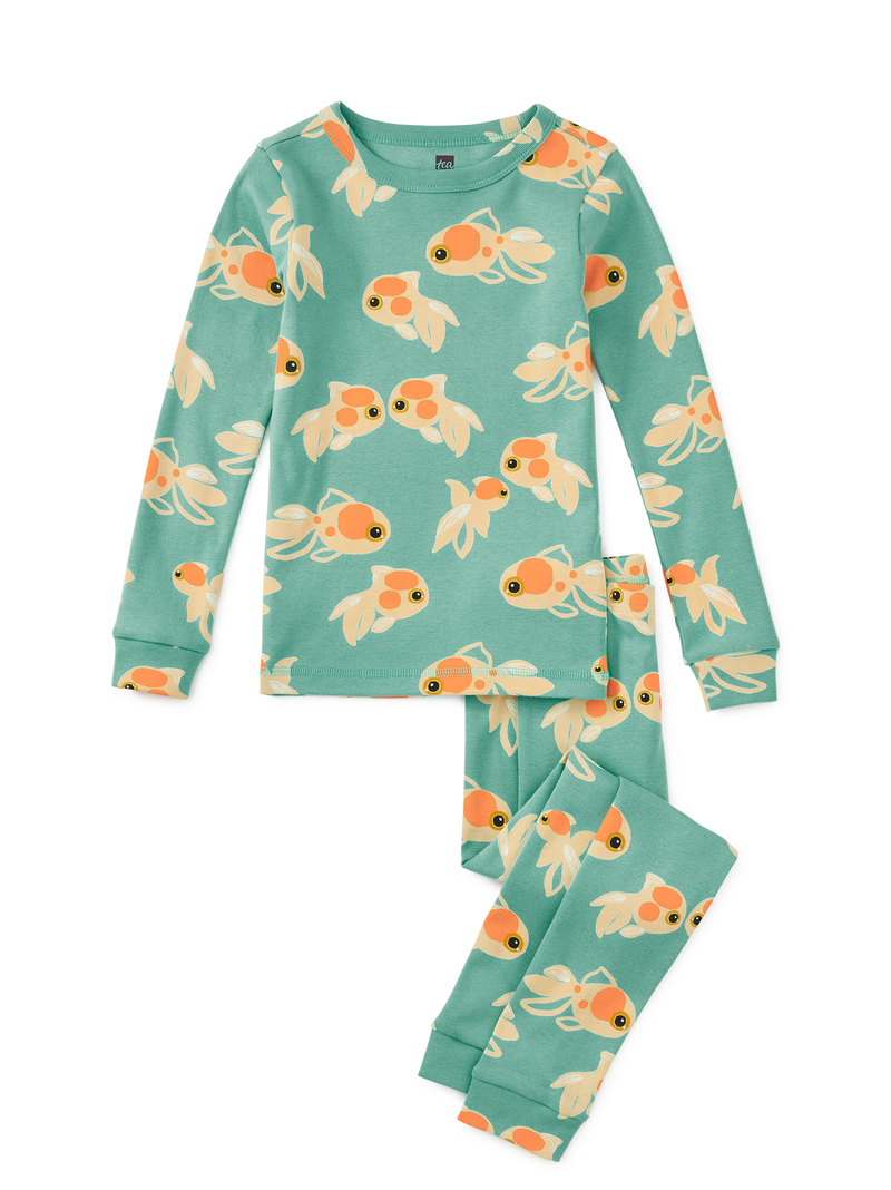 Goodnight Pajama Set in Gold Fish - View 1