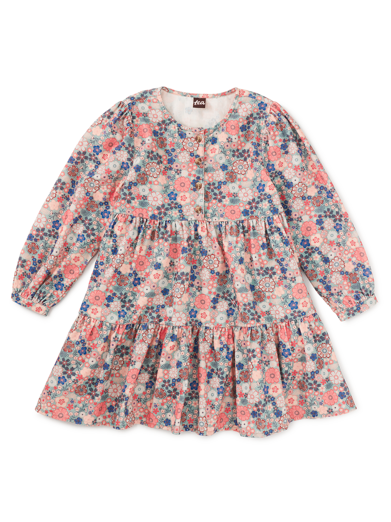 Corduroy Henley Shirtdress in Japanese Mini Floral - View 1