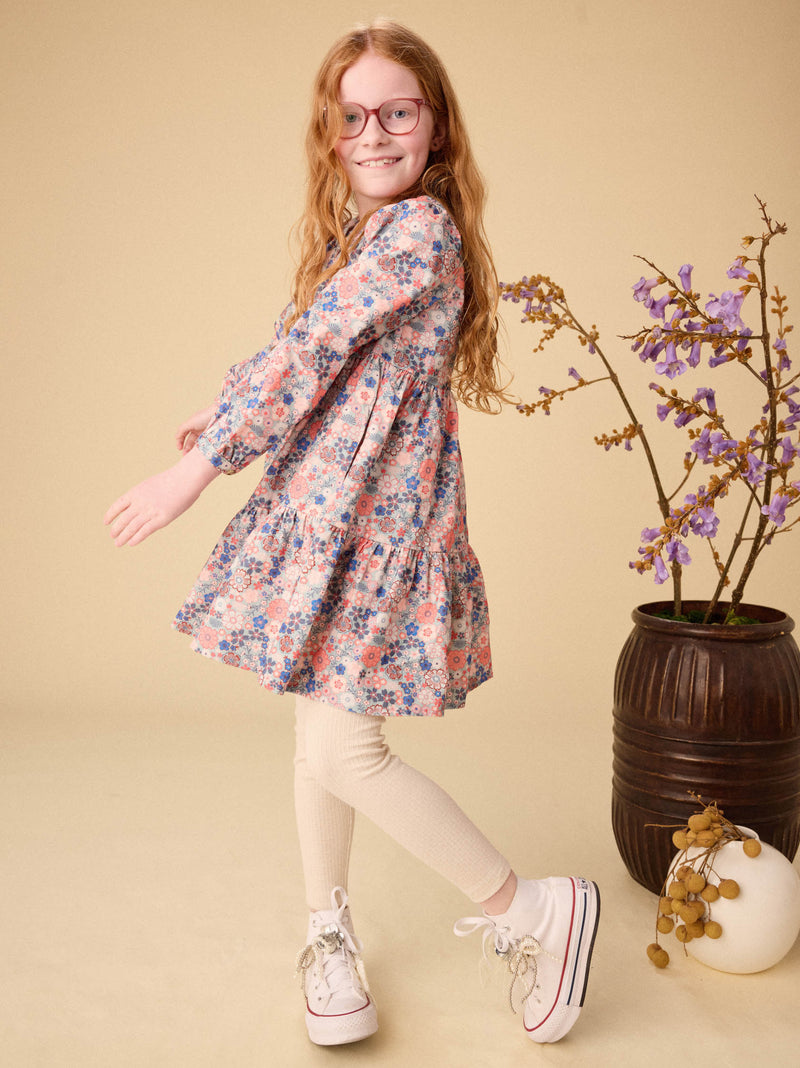 Corduroy Henley Shirtdress in Japanese Mini Floral - View 2