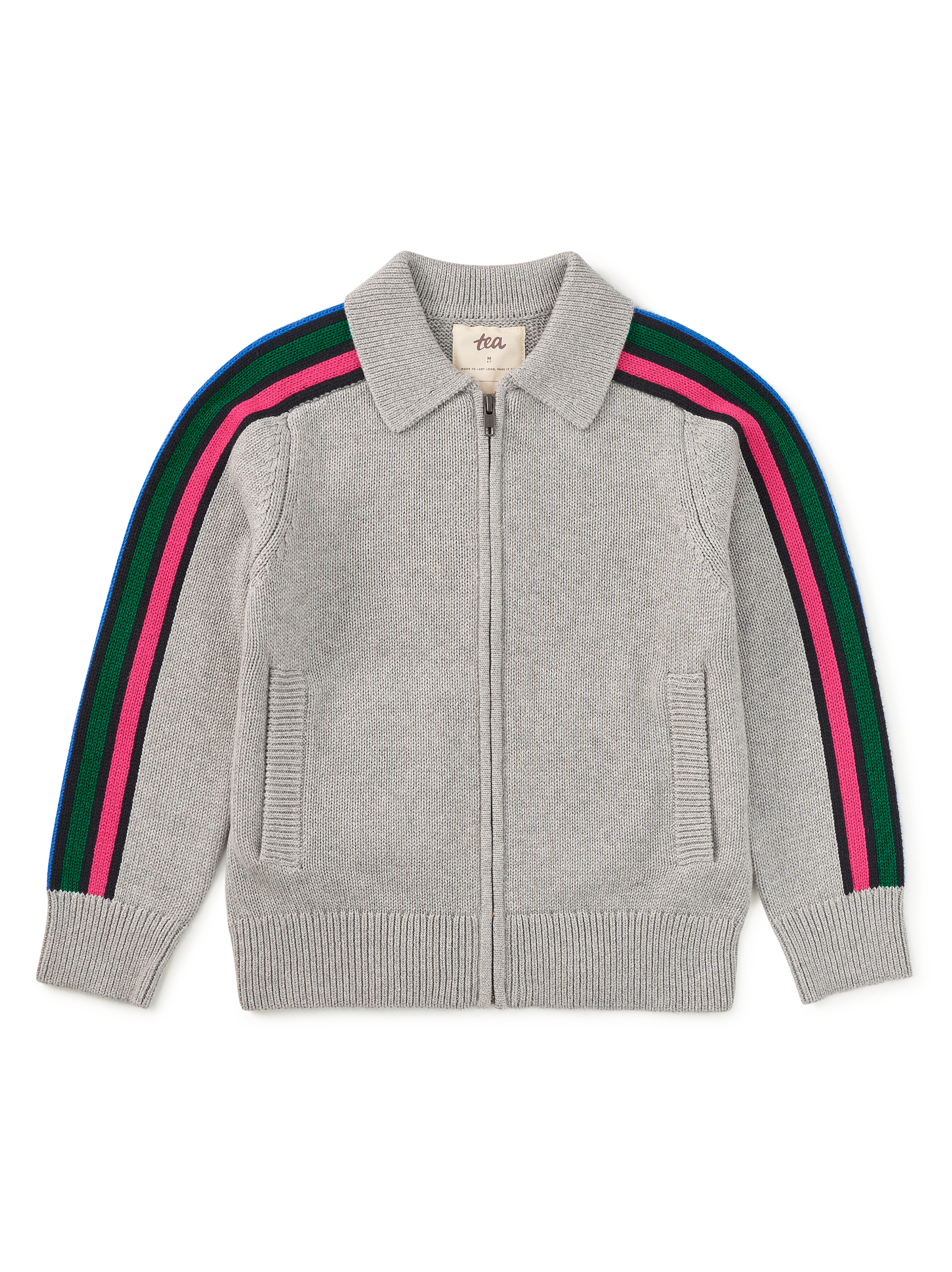 Stripe Sleeve Zip Sweater
