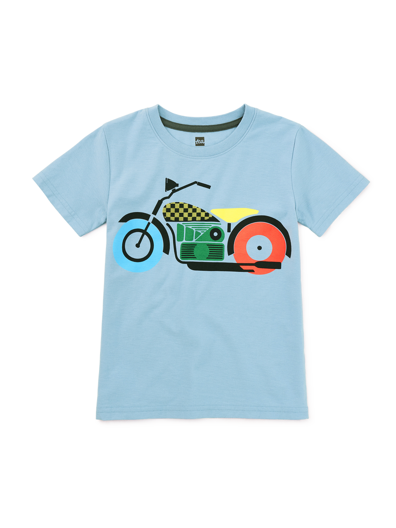 Nairobi Motorcycle Graphic Tee in Cloud - View 1