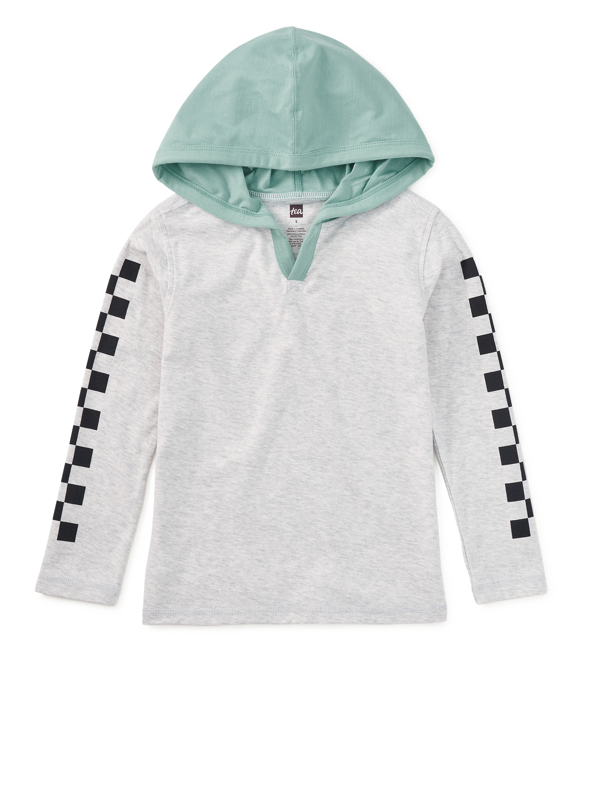 Checker Sleeves Happy Hoodie