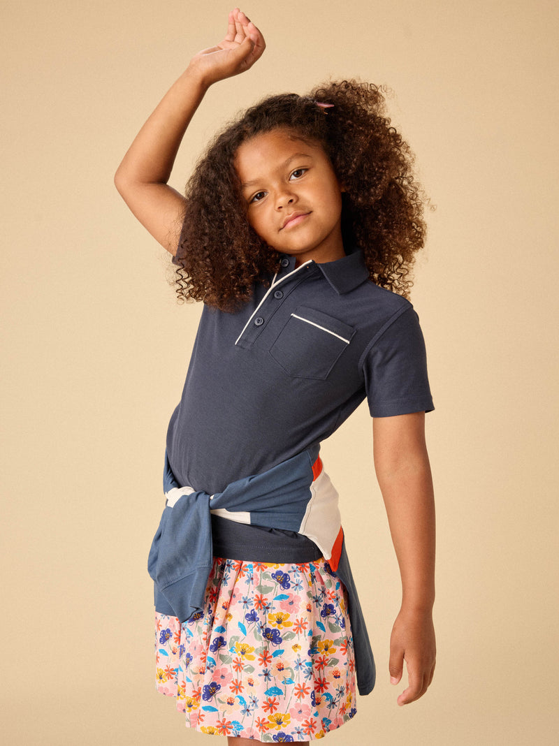 Piped Polo in Indigo - View 2