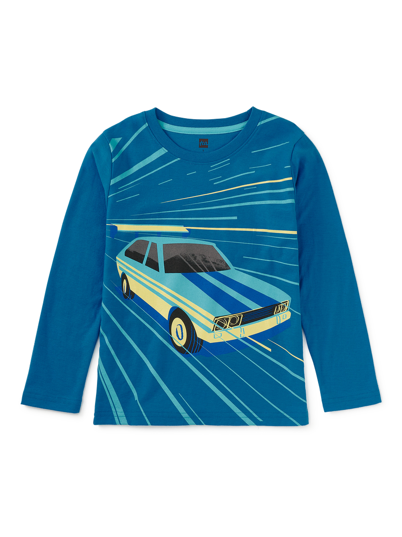 Vintage Racecar Graphic Tee in Swedish Blue - View 1