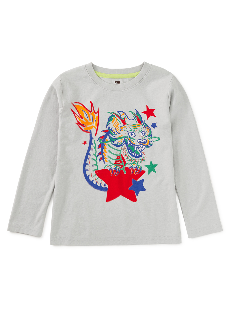 Lucky Dragon Graphic Tee in Oyster Grey - View 1