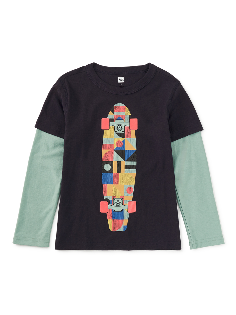 Skateboard Layered Tee in Indigo - View 1