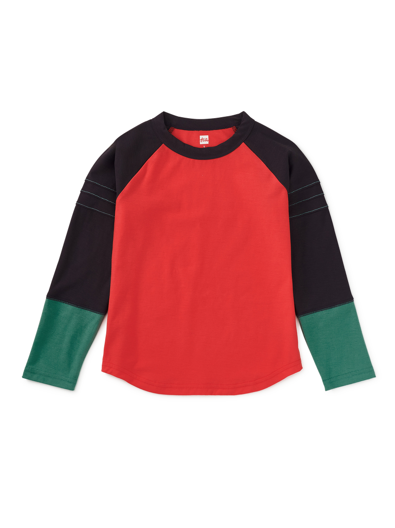 Explorer Colorblock Raglan Top in Scarlet - View 2