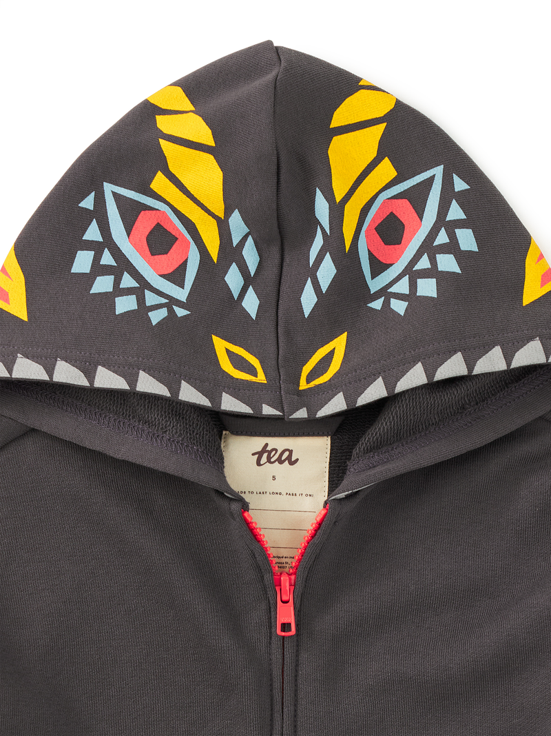 Dragon Hood Easy Fit Hoodie in Pepper - View 2