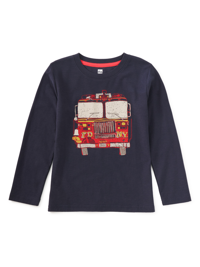 Fire Truck Graphic Tee in Indigo - View 1