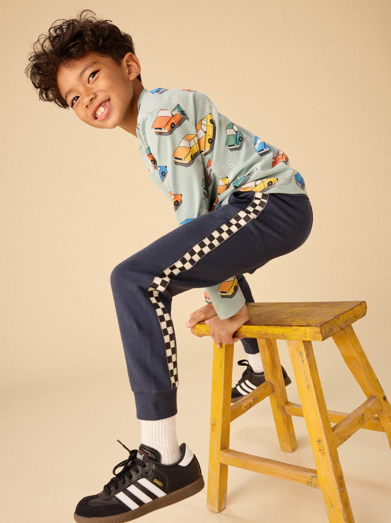Stripe-Out Joggers in Indigo - View 2