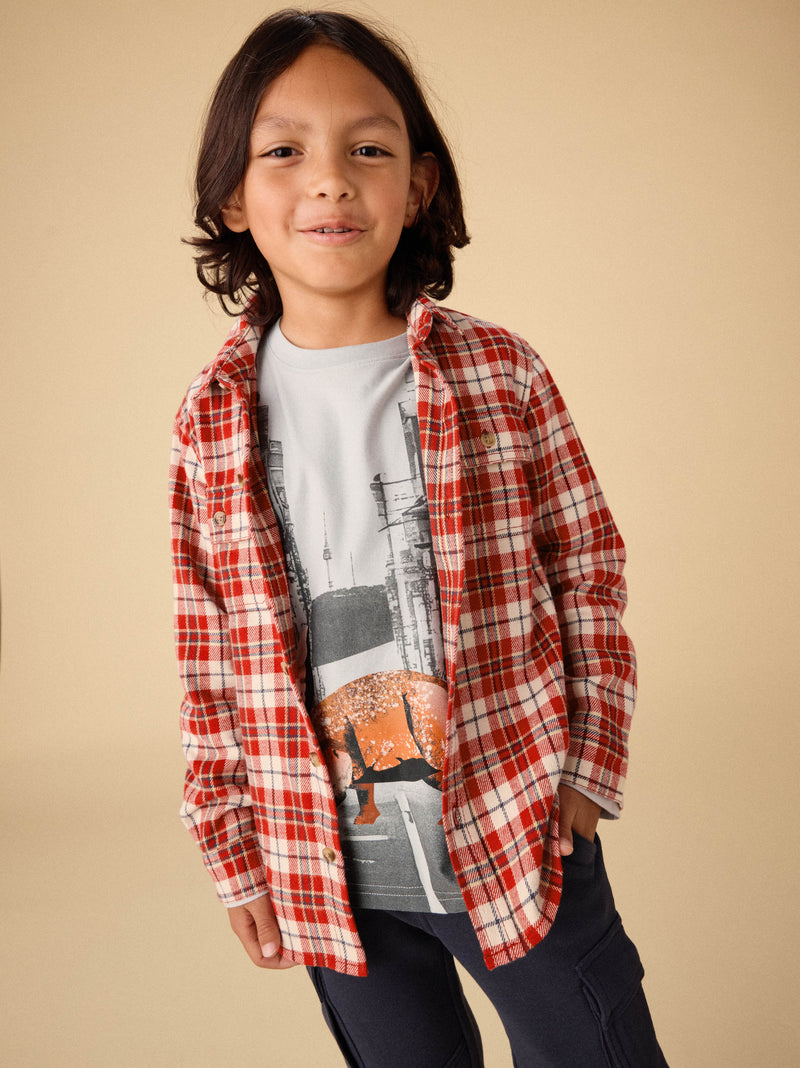 Flannel Button Up Shirt in Korbp203 - View 2