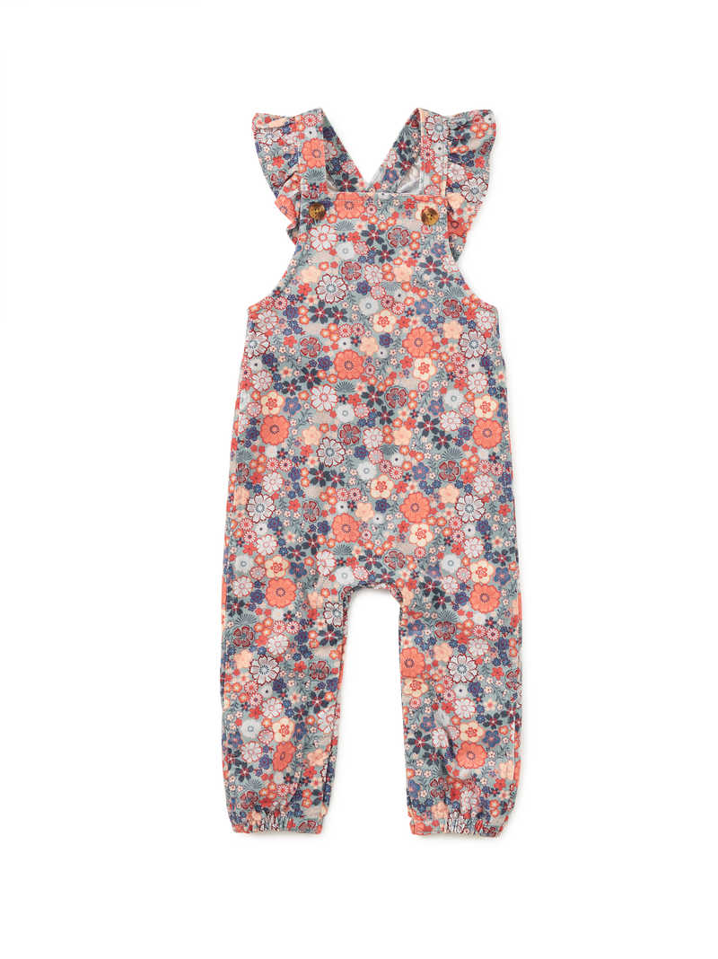 Corduroy Ruffle Baby Overalls in Japanese Mini Floral - View 1