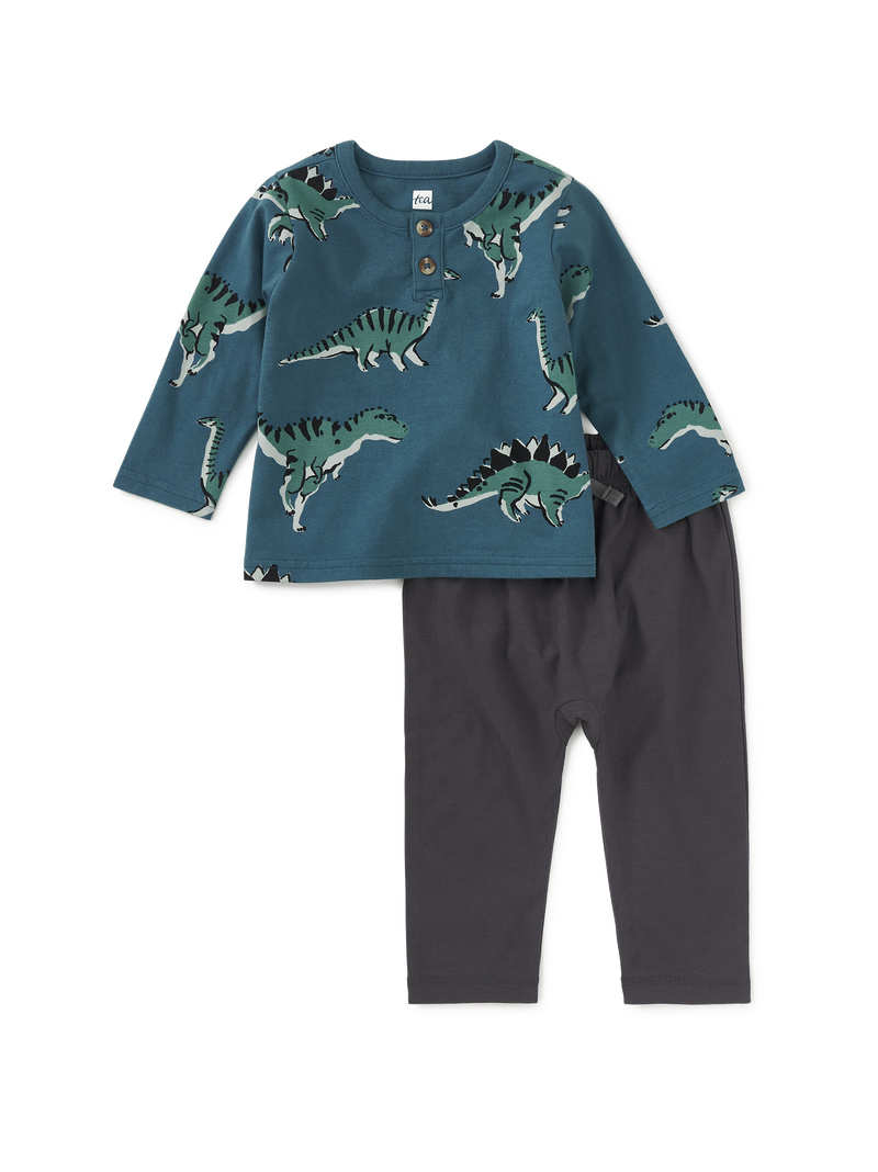 Henley Baby Set in Dynamic Dinos - View 1