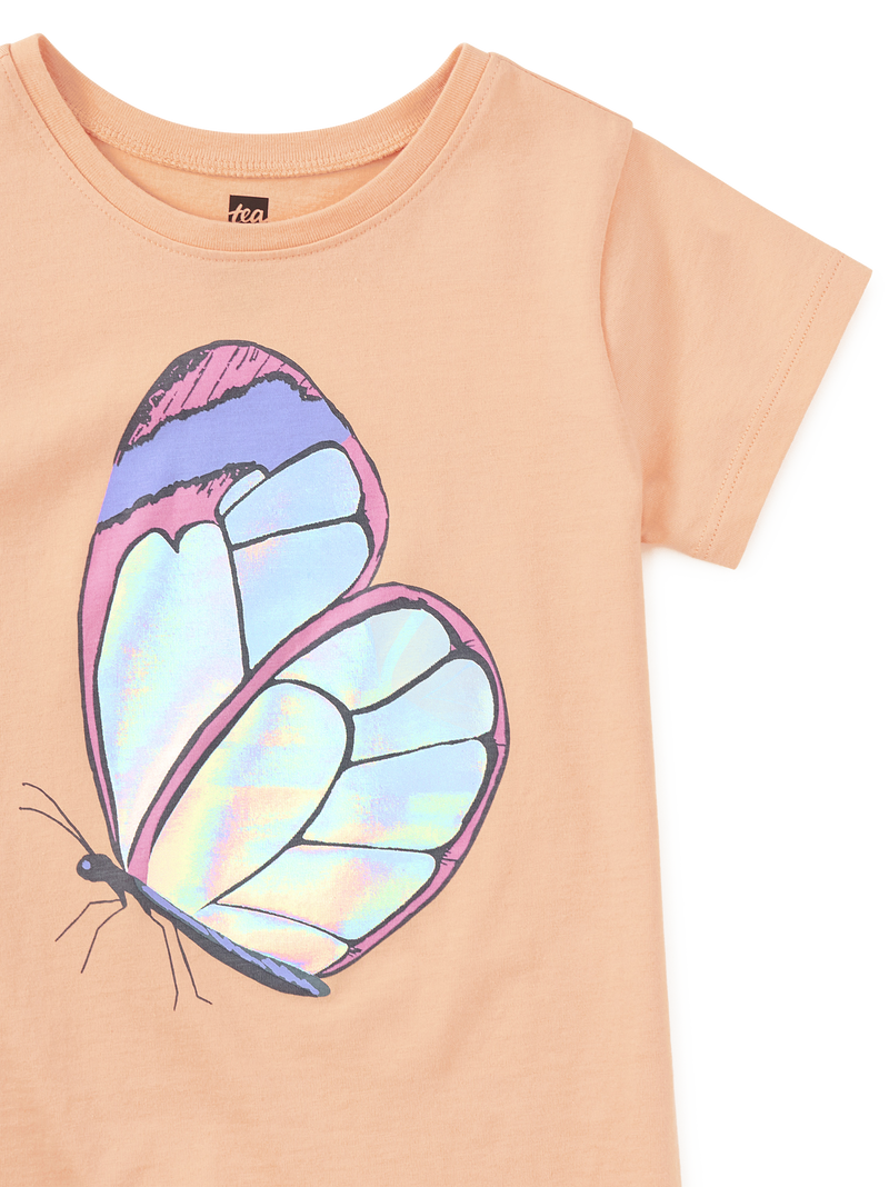 Shimmery Butterfly Graphic Tee in Salmon - View 2